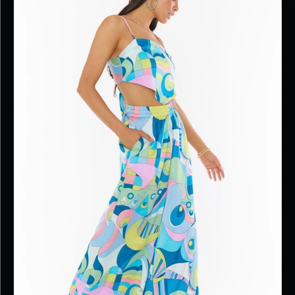 Show Me Your Mumu Go Go Luxe Satin Matching Set Irwin Pants and Scarf Top Medium - Picture 2 of 9